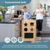 imageGuidecraft Classic Kitchen Helper Folding Toddler Tower  Natural Wooden Kids Kitchen Step Stool wSafety Nets ampamp NonSlip Mat Montessori Toddler Standing Tower  Adjustable Learning Stool for KidsIvory