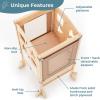 imageGuidecraft Classic Kitchen Helper Folding Toddler Tower  Natural Wooden Kids Kitchen Step Stool wSafety Nets ampamp NonSlip Mat Montessori Toddler Standing Tower  Adjustable Learning Stool for KidsGray
