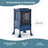 imageGuidecraft Contemporary Kitchen Helper Stool  Royal Navy Folding Toddler Safety Tower with 2 Keepers and NonSlip Mat Adjustable Height Step Stool for Little Helpers Kids Learning FurnitureRoyal Navy