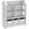 imageGuidecraft EdQ Dollhouse Bookcase  White Bookshelf for Kids with Storage Bins for Dolls Books Toys and School Supplies Kids Bedroom and Classroom FurnitureWhite