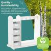 imageGuidecraft EdQ Dressup Storage with Bins Natural Kids Dress Up Rack with Mirror Shoe Storage Shelf and Cubbies for Costume and Pretend Play  Toddler Closet Montessori Wood Bedroom FurnitureWhite