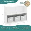 imageGuidecraft EdQ Two Shelf Open Storage 30 White with 3 Fabric Bins Wooden MultiPurpose Bookcases and Toy Storage Organizer Homeschool and Classroom FurnitureWhite