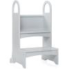 imageGuidecraft HighRise StepUp  White Two Step Stool with Handles and Safety NonSlip Treads and AntiTip Feet for Kids and Adults Quality Learning FurnitureGray