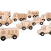 imageGuidecraft Mini Wooden Trucks  Set of 10 Toddlers Toy Set Cement Mixer Police Car Taxi Car School Bus Ambulance Fork Lift Front Loader and Farm Truck Set