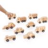 imageGuidecraft Mini Wooden Trucks  Set of 10 Toddlers Toy Set Cement Mixer Police Car Taxi Car School Bus Ambulance Fork Lift Front Loader and Farm Truck Set