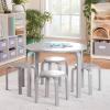 imageGuidecraft Nordic Table and Stools Set for Kids White  Stacking Bentwood Stools with Curved Wood Toddler Activity Table  Childrens Modern Bedroom Playroom and Living Room FurnitureGrey