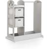 imageGuidecraft See and Store Dressup Center  White Pretend Play Costume Storage Wardrobe for Kids with Mirror ampamp Shelves Armoire with Bottom Tray Toddlers Room FurnitureGrey