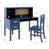 imageGuidecraft Taiga Kids Desk and Chair Set with Hutch  Navy Wooden Computer Desk ampamp Workstation  Kids Table with Storage Drawers and Cubby Shelves Childrens Study Table ampamp Chair SetNavy