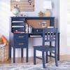 imageGuidecraft Taiga Kids Desk and Chair Set with Hutch  Navy Wooden Computer Desk ampamp Workstation  Kids Table with Storage Drawers and Cubby Shelves Childrens Study Table ampamp Chair SetNavy