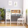 imageGuidecraft Taiga Kids Desk and Chair Set with Hutch  Navy Wooden Computer Desk ampamp Workstation  Kids Table with Storage Drawers and Cubby Shelves Childrens Study Table ampamp Chair SetWhite