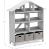 imageMartha Stewart Kids Deluxe Dollhouse Bookcase  Linen White Bookshelf Wooden Book ampamp Toy Storage Shelf Organizer  Toddler Book Organization  Kids Tall Bookshelf for Playroom and Bedroom StorageGrey
