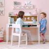 imageMartha Stewart Kids Desk with Hutch and Chair Set by Guidecraft  Navy Kids Wooden Study Table with Storage and Corkboard  Wood Bedroom or Furniture Set for BoysCreamy White