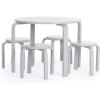 imageGuidecraft Nordic Table and Stools Set for Kids White  Stacking Bentwood Stools with Curved Wood Toddler Activity Table  Childrens Modern Bedroom Playroom and Living Room FurnitureGrey