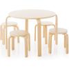 imageGuidecraft Nordic Table and Stools Set for Kids White  Stacking Bentwood Stools with Curved Wood Toddler Activity Table  Childrens Modern Bedroom Playroom and Living Room FurnitureNatural