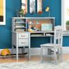imageGuidecraft Taiga Kids Desk and Chair Set with Hutch  Navy Wooden Computer Desk ampamp Workstation  Kids Table with Storage Drawers and Cubby Shelves Childrens Study Table ampamp Chair SetGrey