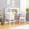 imageGuidecraft Taiga Kids Desk and Chair Set with Hutch  Navy Wooden Computer Desk ampamp Workstation  Kids Table with Storage Drawers and Cubby Shelves Childrens Study Table ampamp Chair SetWhite