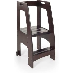 imageGuidecraft HighRise StepUp  White Two Step Stool with Handles and Safety NonSlip Treads and AntiTip Feet for Kids and Adults Quality Learning FurnitureEspresso