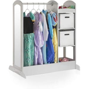 imageGuidecraft See and Store Dressup Center  White Pretend Play Costume Storage Wardrobe for Kids with Mirror ampamp Shelves Armoire with Bottom Tray Toddlers Room FurnitureGrey
