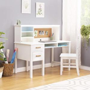 imageGuidecraft Taiga Kids Desk and Chair Set with Hutch  Navy Wooden Computer Desk ampamp Workstation  Kids Table with Storage Drawers and Cubby Shelves Childrens Study Table ampamp Chair SetWhite