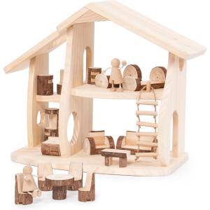 imageGuidecraft Woodlands Natural Wooden MultiFloor Dollhouse Set with Furniture  Kids Educational Toy Play House