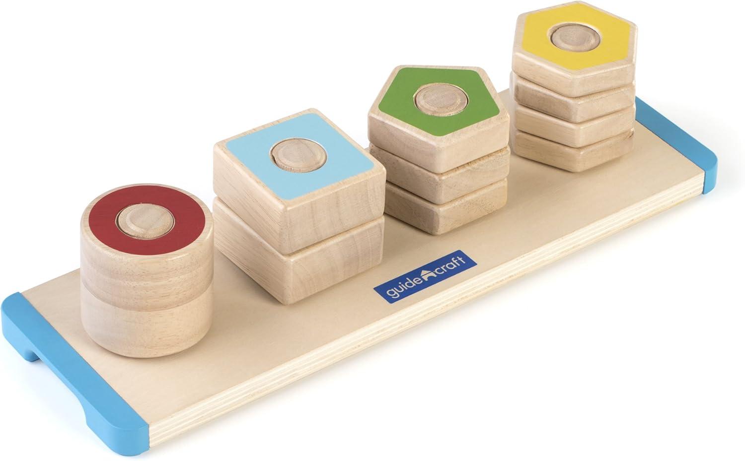 imageGuidecraft Colorful Count and Twist Geometric Shapes  Wooden Educational and Learning Toys for Kids Sorting and Matching Toy Set