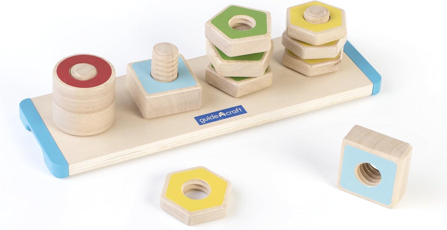 imageGuidecraft Colorful Count and Twist Geometric Shapes  Wooden Educational and Learning Toys for Kids Sorting and Matching Toy Set