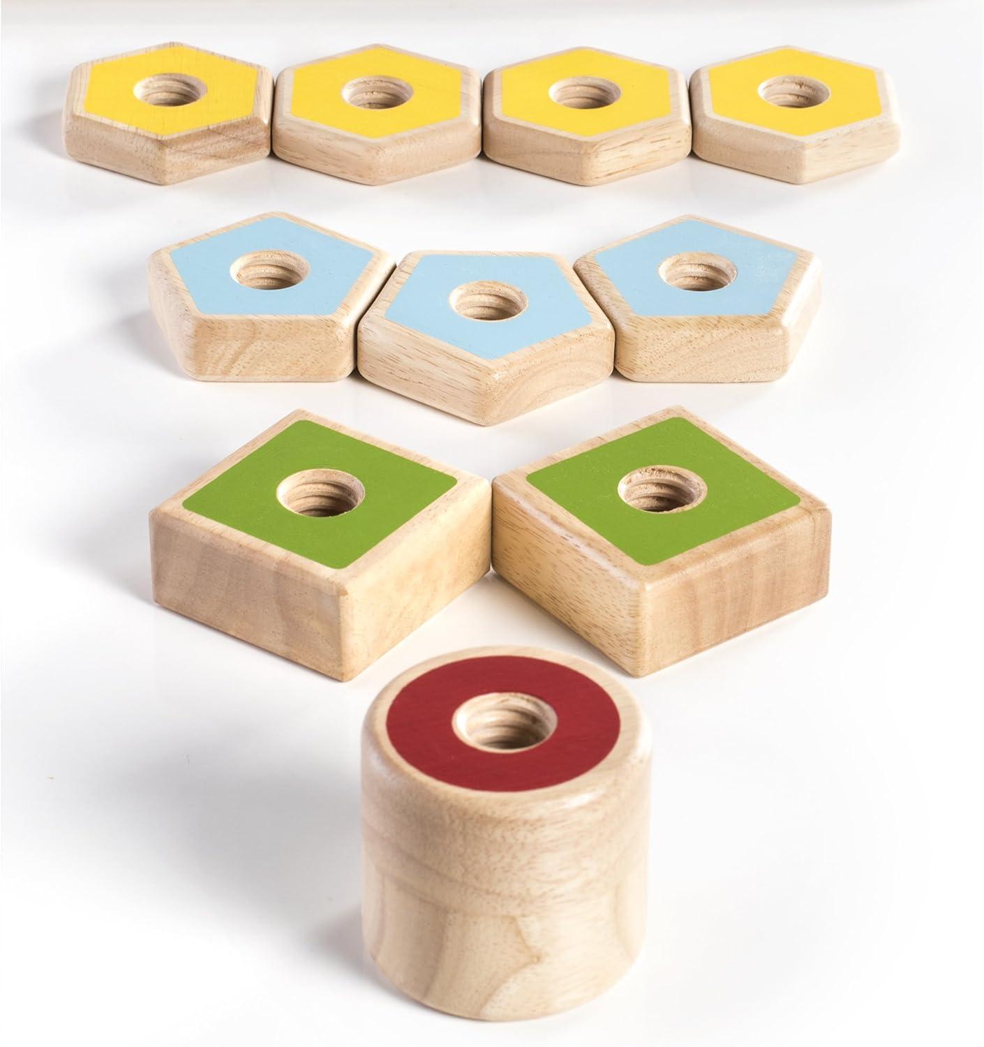 imageGuidecraft Colorful Count and Twist Geometric Shapes  Wooden Educational and Learning Toys for Kids Sorting and Matching Toy Set