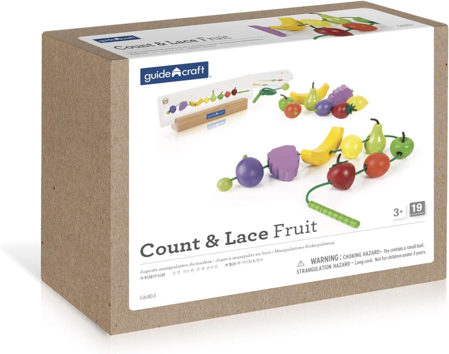 imageGuidecraft Count and Lace Fruit  Color and Shape Sorting Wooden MultiColor Fruits Toy Set for Toddlers Kids Learning ampamp Educational Toys Magnetic Matching Game