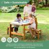 imageGuidecraft Acadia Outdoor Art Table and Stool Set Kids Acacia Wood Arts and Crafts Table w 2 Chairs Mobile Storage Paper Roll and Paint Cups for Drawing Painting and Toddler Picnic Activities