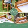 imageGuidecraft Acadia Outdoor Art Table and Stool Set Kids Acacia Wood Arts and Crafts Table w 2 Chairs Mobile Storage Paper Roll and Paint Cups for Drawing Painting and Toddler Picnic Activities
