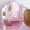 imageGuidecraft Classic White Vanity and Stool Set for Kids Age 38 Pretend Play Vanity with Mirrors for Girls Wooden Makeup Table with Storage DrawerPink