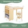 imageGuidecraft Design StudioNatural 3in1 Wooden Art Table for Kids Adjustable Drafting Table with Storage 3 Cubbies ampamp Bins  Kids Art Easel with Paper Roll Black Chalkboard Art Supplies OrganizerBeige
