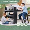 imageGuidecraft Design StudioNatural 3in1 Wooden Art Table for Kids Adjustable Drafting Table with Storage 3 Cubbies ampamp Bins  Kids Art Easel with Paper Roll Black Chalkboard Art Supplies OrganizerBlack