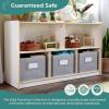 imageGuidecraft EdQ 5 Compartment Storage 24 Natural with 3 Fabric Bins Wooden Classroom Storage Cabinet for School Classroom or Home Teachers Book Shelf for Kids and Toy OrganizerWhite