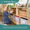 imageGuidecraft EdQ 5 Compartment Storage 24 Natural with 3 Fabric Bins Wooden Classroom Storage Cabinet for School Classroom or Home Teachers Book Shelf for Kids and Toy OrganizerNatural