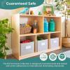 imageGuidecraft EdQ 5 Compartment Storage 30 Natural with 3 Fabric Bins Wooden Kids Bookcase Two Shelf Organizer for Books Toys Games Arts Crafts School Supplies Home and ClassroomNatural