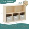 imageGuidecraft EdQ 5 Compartment Storage 30 Natural with 3 Fabric Bins Wooden Kids Bookcase Two Shelf Organizer for Books Toys Games Arts Crafts School Supplies Home and ClassroomNatural