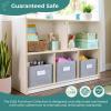 imageGuidecraft EdQ 5 Compartment Storage 30 Natural with 3 Fabric Bins Wooden Kids Bookcase Two Shelf Organizer for Books Toys Games Arts Crafts School Supplies Home and ClassroomWhite
