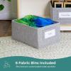 imageGuidecraft EdQ Book and Bin Browser Natural 6 Fabric Storage Bins Book Display and Toy Storage Organizer for Kids School Supply FurnitureWhite