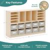 imageGuidecraft EdQ Shelves and 10 Bin Storage Unit White Display Shelf Storage Organizer for Home School and Office Wooden Book Cubby and Toy ShelfNatural