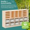imageGuidecraft EdQ Shelves and 10 Bin Storage Unit White Display Shelf Storage Organizer for Home School and Office Wooden Book Cubby and Toy ShelfNatural