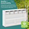 imageGuidecraft EdQ Shelves and 5 Bin Storage Unit Natural Wooden Organizer Cabinet for School and Home Teachers Book Cubby and Toy ShelfWhite