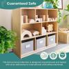 imageGuidecraft EdQ Three Shelf Compartment Storage White with 3 Fabric Bins Wooden Bookshelf and Toy Organizer for Kids Storage Unit for Homeschool and ClassroomNatural