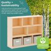 imageGuidecraft EdQ Three Shelf Compartment Storage White with 3 Fabric Bins Wooden Bookshelf and Toy Organizer for Kids Storage Unit for Homeschool and ClassroomNatural