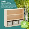 imageGuidecraft EdQ Three Shelf Open Storage Natural with 3 Fabric Bins Wooden Kids Bookcases and Toy Storage Organizer Homeschool and Classroom FurnitureNatural