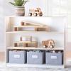 imageGuidecraft EdQ Three Shelf Open Storage Natural with 3 Fabric Bins Wooden Kids Bookcases and Toy Storage Organizer Homeschool and Classroom FurnitureWhite