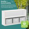 imageGuidecraft EdQ Two Shelf Open Storage 24 Natural with 3 Fabric Bins Wooden MultiPurpose Bookcases and Toy Storage Organizer Homeschool and Classroom FurnitureWhite