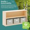 imageGuidecraft EdQ Two Shelf Open Storage 24 Natural with 3 Fabric Bins Wooden MultiPurpose Bookcases and Toy Storage Organizer Homeschool and Classroom FurnitureNatural