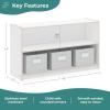 imageGuidecraft EdQ Two Shelf Open Storage 24 Natural with 3 Fabric Bins Wooden MultiPurpose Bookcases and Toy Storage Organizer Homeschool and Classroom FurnitureWhite