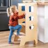 imageGuidecraft Jr Classic Kitchen Helper StepUp  Natural Montessori Toddler Tower for Kids  Adjustable Height Wooden Learning Step Stool for Bathroom and Cooking